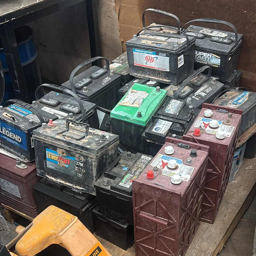 Batteries scrap metal ready for recycling