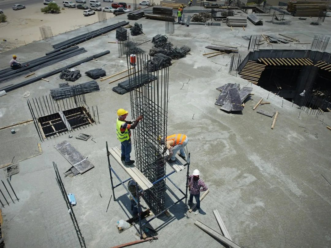 Contractor job site with metal materials stacked and ready to sell